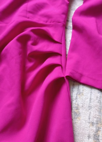 Pembe Drapeli Midi Elbise - Görsel 2