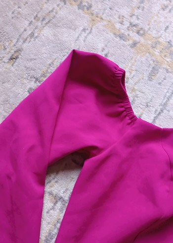 Pembe Drapeli Midi Elbise - Görsel 3