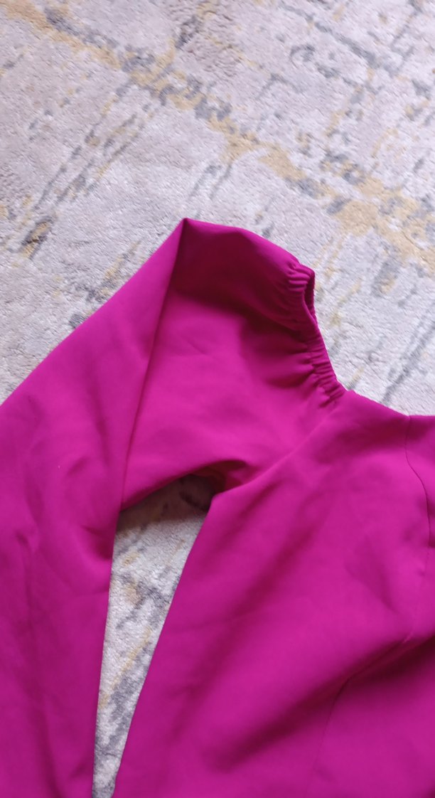 Pembe Drapeli Midi Elbise - Görsel 3