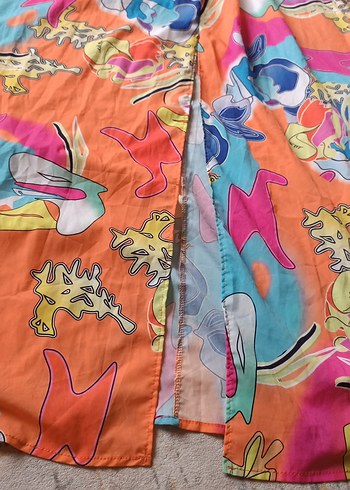 Renkli Yazlık Desenli Uzun Askılı Elbise - Görsel 2