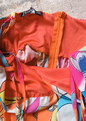 Renkli Yazlık Desenli Uzun Askılı Elbise - Görsel 6