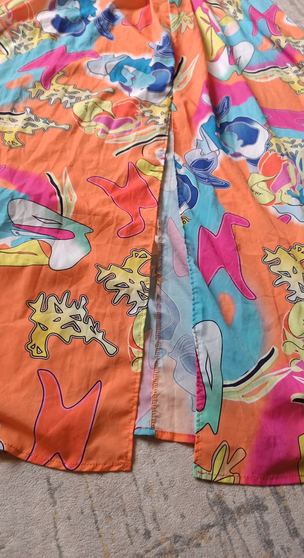 Renkli Yazlık Desenli Uzun Askılı Elbise - Görsel 2