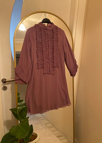 40 Beden Bordo Fırfırlı Uzun Kollu Kadın Tunik