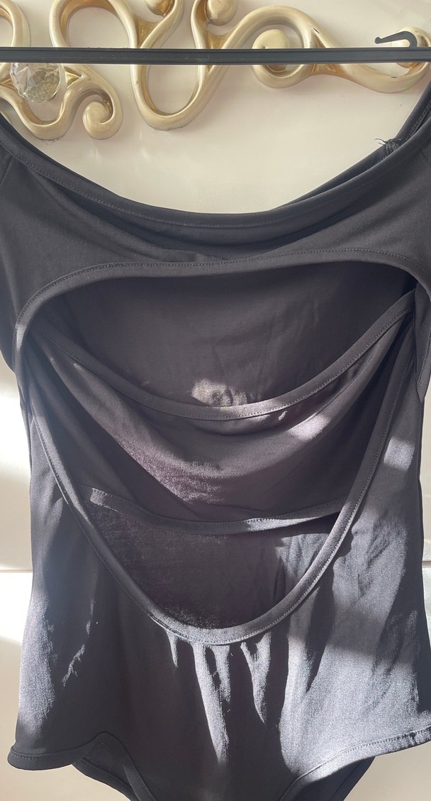 Siyah Drapeli Gotik Kadın Monokini - Görsel 3