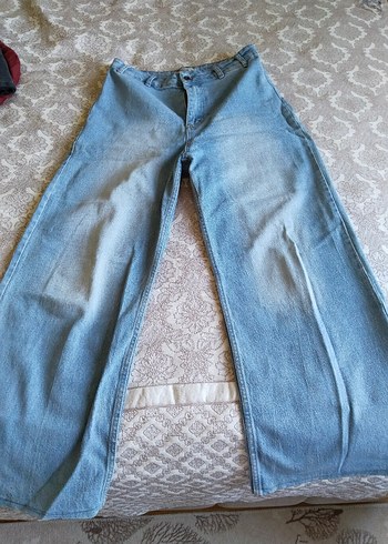 Geniş Kesim Midi Boy Mavi Kadın Kot Pantolon