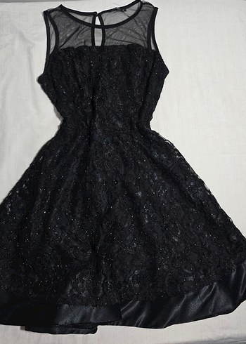Diğer Dantelli Siyah Midi Gotik Abiye Elbise