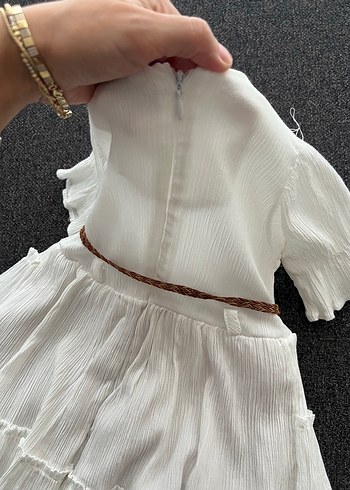 Kız Çocuk Beyaz Fırfırlı Bohem Elbise - Görsel 3