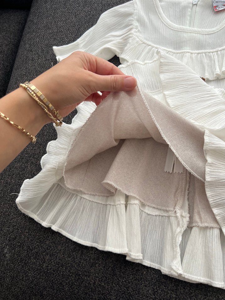 Kız Çocuk Beyaz Fırfırlı Bohem Elbise - Görsel 2