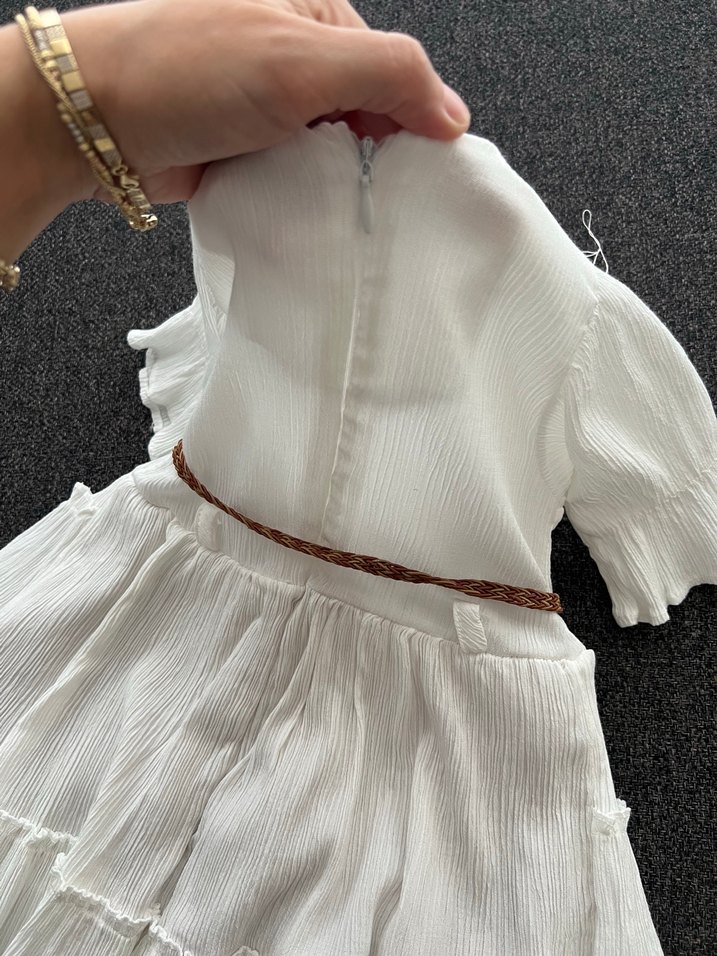 Kız Çocuk Beyaz Fırfırlı Bohem Elbise - Görsel 3