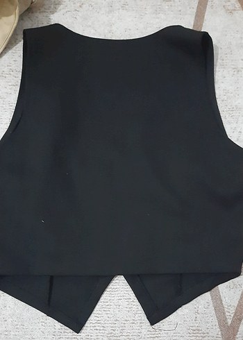 Düğmeli Siyah Kadın Yelek - Görsel 2