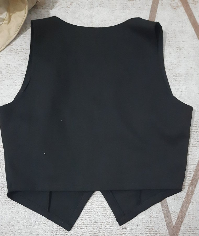 Düğmeli Siyah Kadın Yelek - Görsel 2