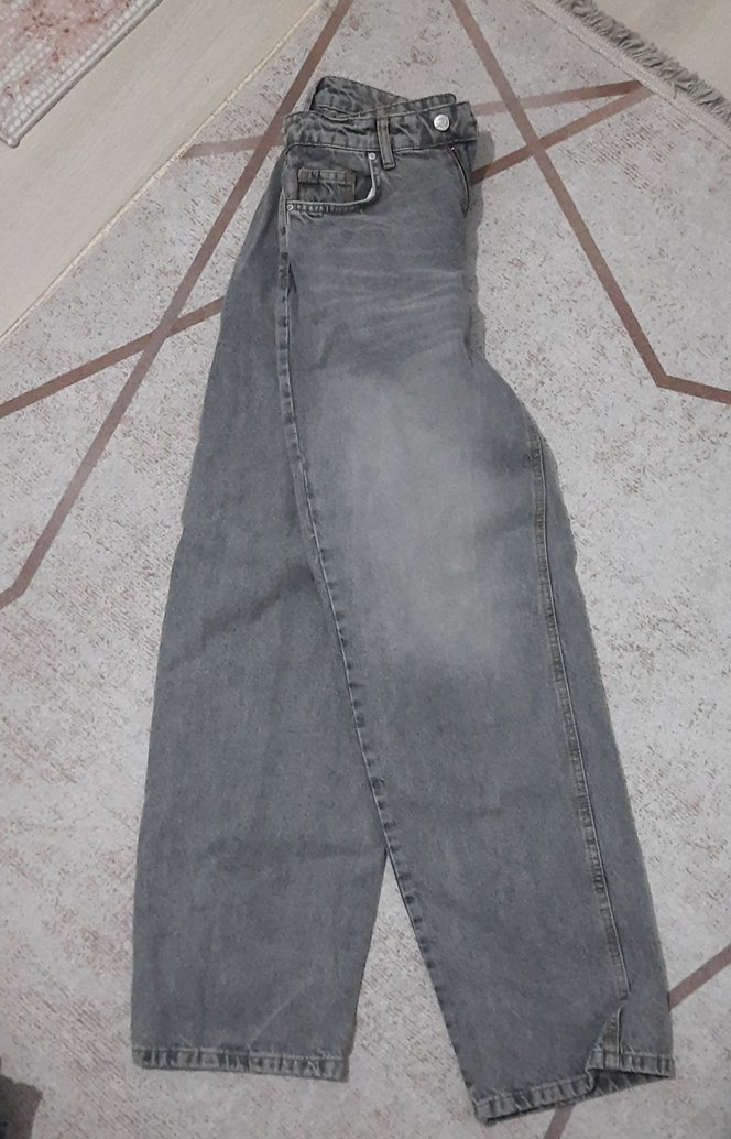 Gri Rahat Kesim Kadın Kot Pantolon - Görsel 3