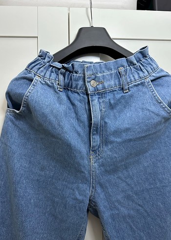 38 Beden Kadın Mavi Yüksek Bel Mom jean Pantolon