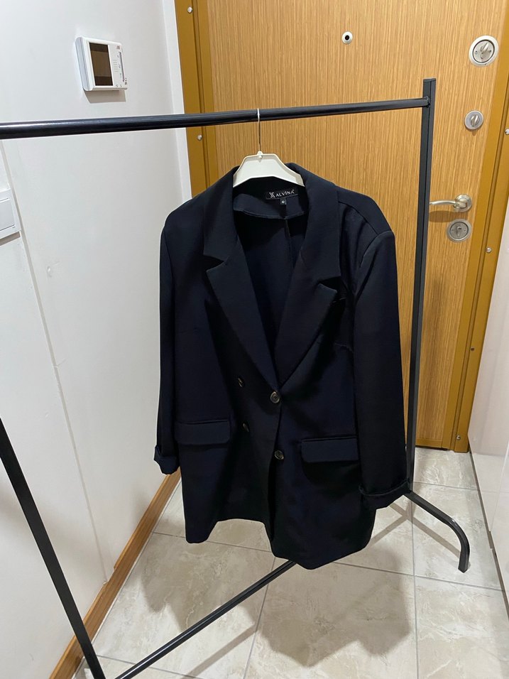 Düğmeli Siyah Kadın Blazer Ceket - Görsel 3