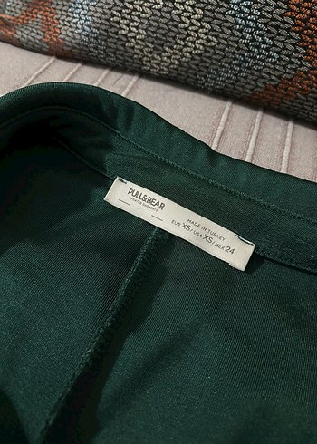 Uzun Kollu Drapeli Yeşil Kadın Elbise - Görsel 3