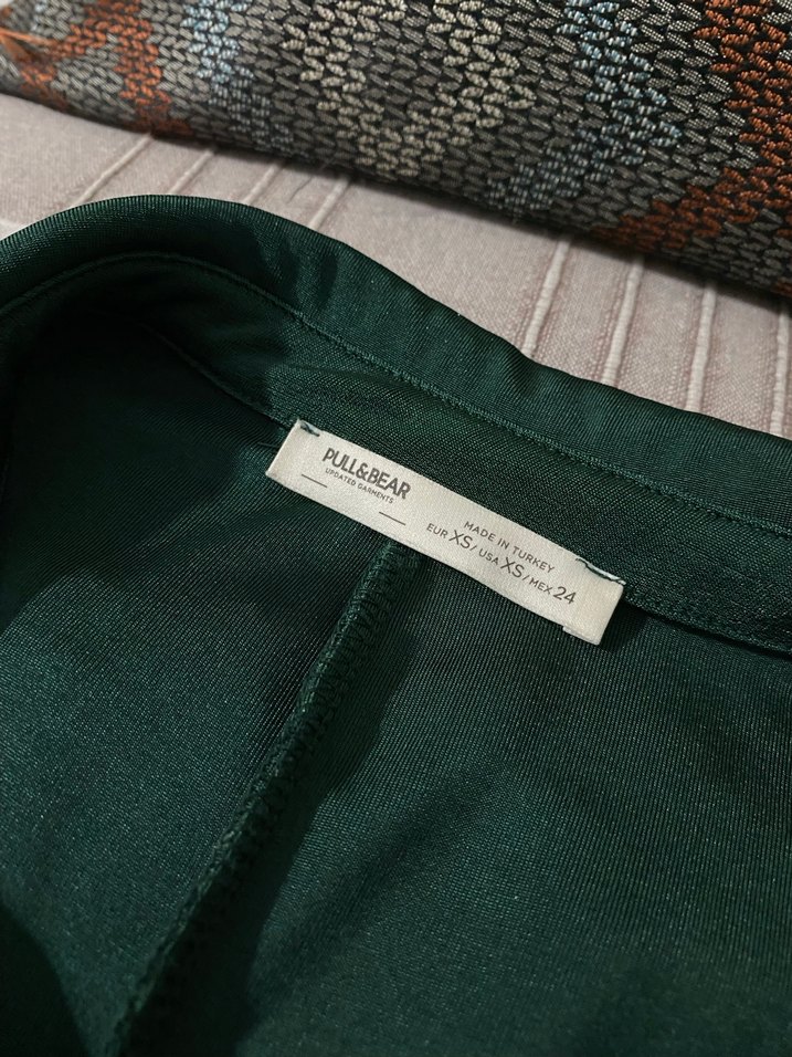 Uzun Kollu Drapeli Yeşil Kadın Elbise - Görsel 3