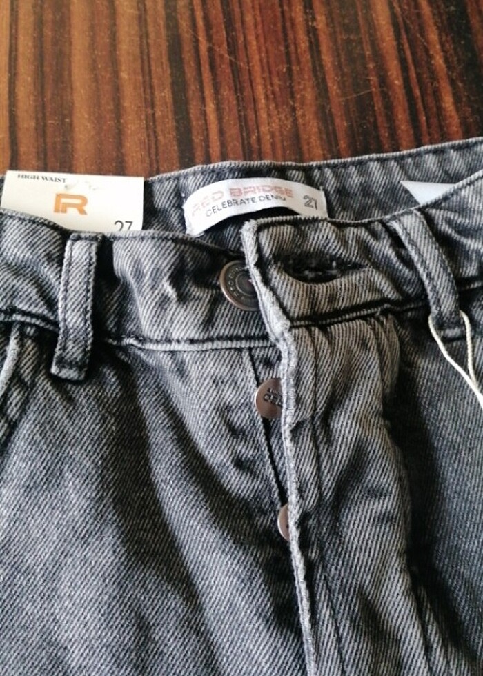 Füme yüksek bel kot şort - Görsel 2