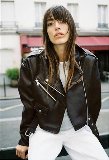 Zara parlak biker ceket