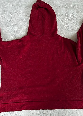 Bordo Nakışlı Kapüşonlu Bohem Sweatshirt - Görsel 2