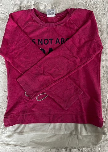 Pullu Baskılı Pembe Kız Sweatshirt - Görsel 2