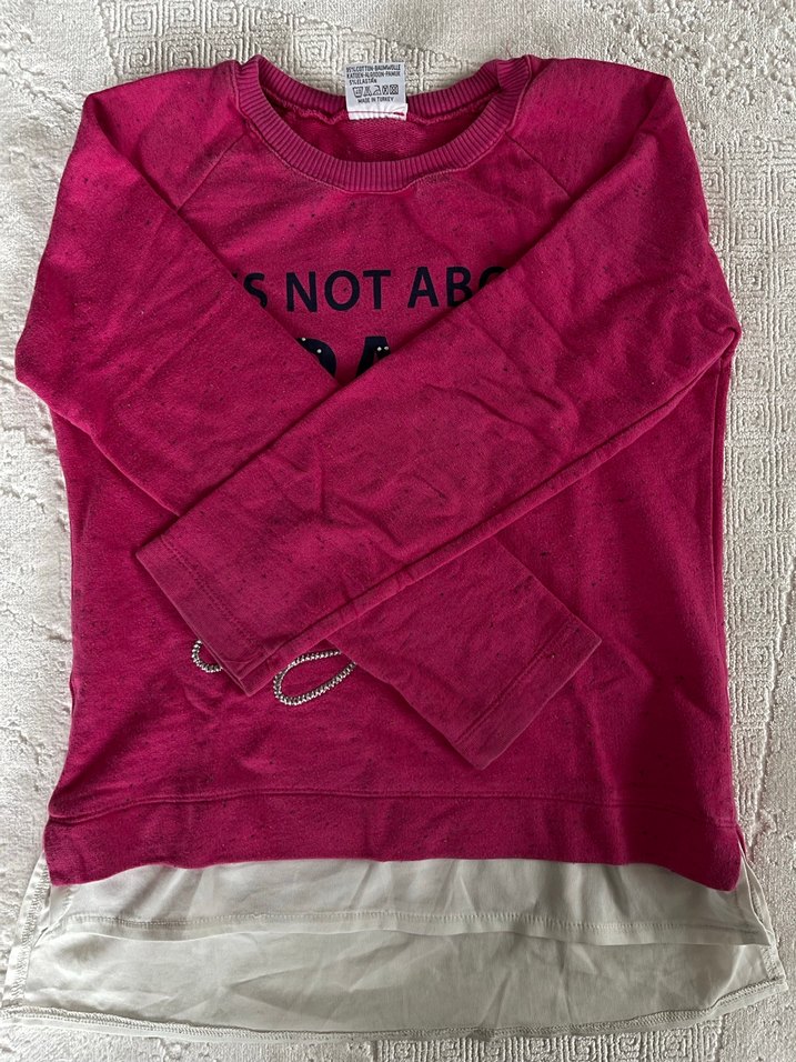 Pullu Baskılı Pembe Kız Sweatshirt - Görsel 2