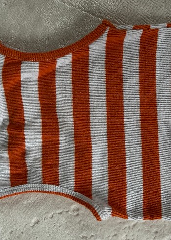 Çizgili Örgü Kolsuz Kadın Atlet - Görsel 2