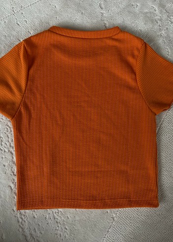 Kadın Turuncu Kısa Kollu Basic Tişört - Görsel 2