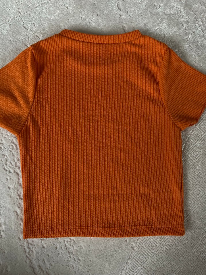 Kadın Turuncu Kısa Kollu Basic Tişört - Görsel 2