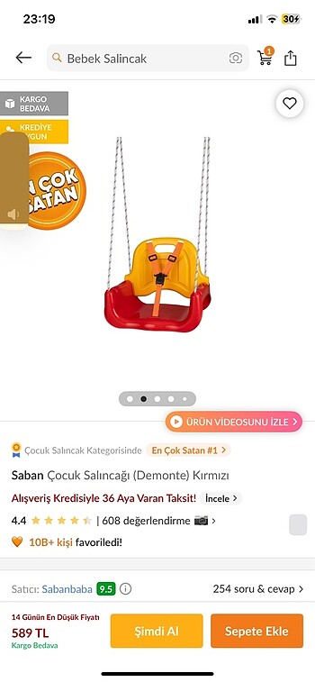  Beden Renk Çocuk salıncak sıfır