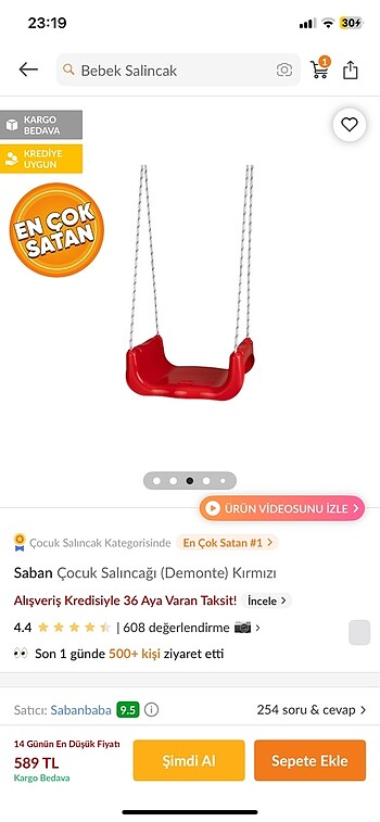  Beden Çocuk salıncak sıfır