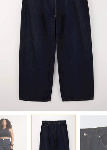 Trendyol & Milla Koyu Lacivert Genis Paca Denim Pantolon