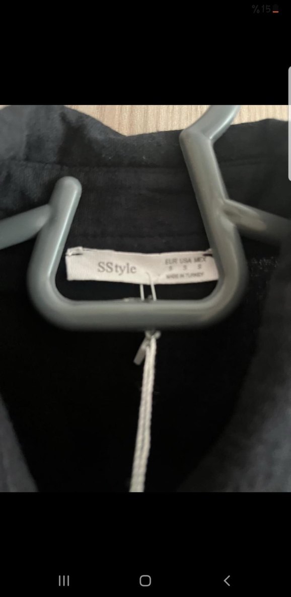 Siyah Kısa Kollu Keten Gömlek - Görsel 3