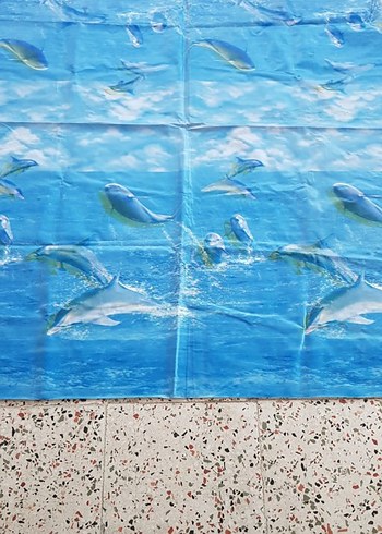 Mavi Balık Desenli Masa-Banyo örtüsü