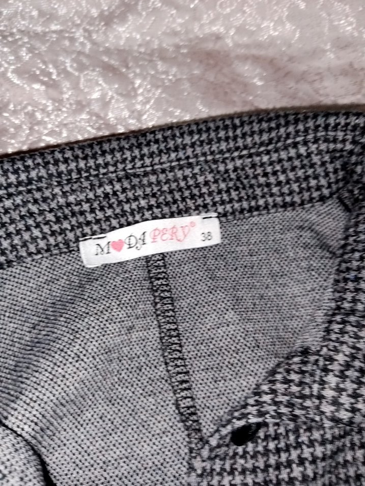 Gri Uzun Triko Keten Elbise - Görsel 3