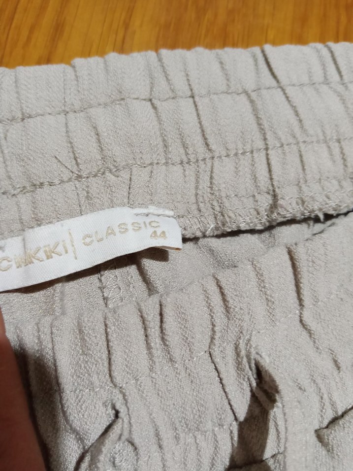 Bej Kadın Keten Rahat Kesim Pantolon - Görsel 3