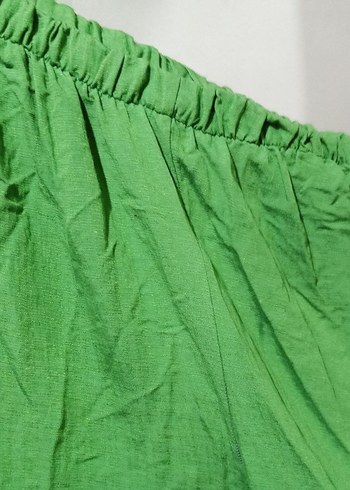 Yeşil Keten Salaş Midi Kadın Pantolon büyük bedenler için - Görsel 2