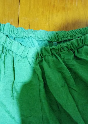 Yeşil Keten Salaş Midi Kadın Pantolon büyük bedenler için - Görsel 3