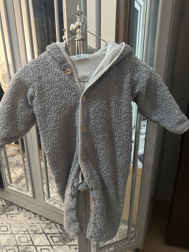 Gri Kürklü Bebek Tulum - Görsel 2