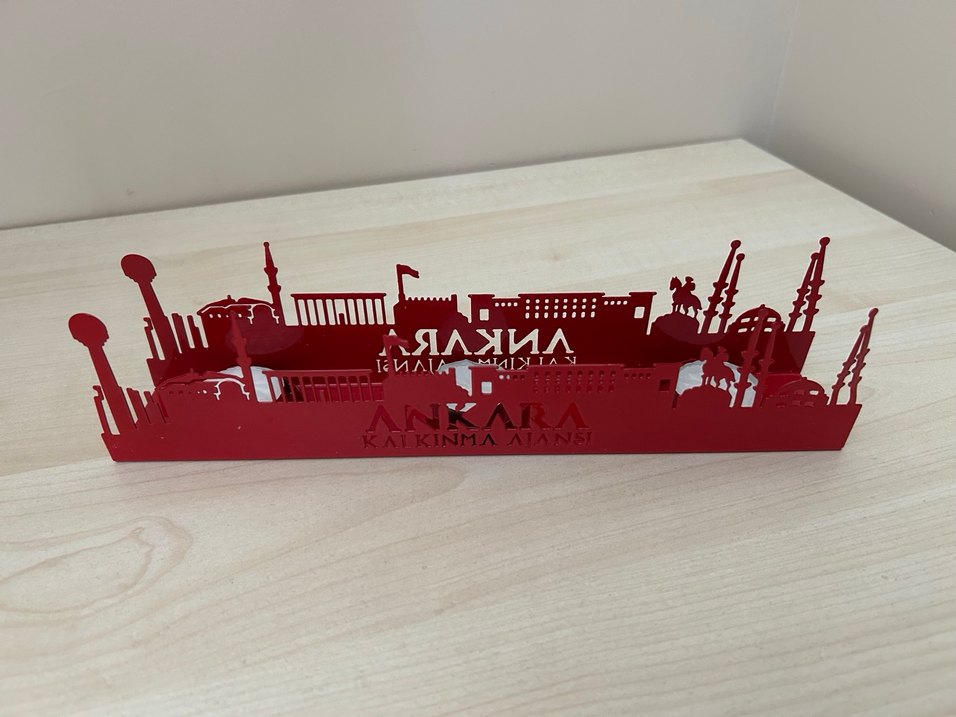 Ankara motifli Kırmızı Metal Mumluk ve 3 Mum - Görsel 2