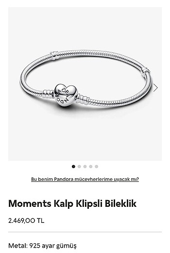  Beden Pandora Bileklik 925 Ayar Gümüş + Charm