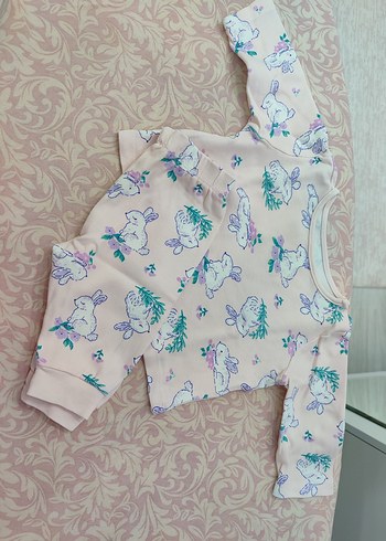 Pembe Baskılı 3-6 ay bebek pijama takımı