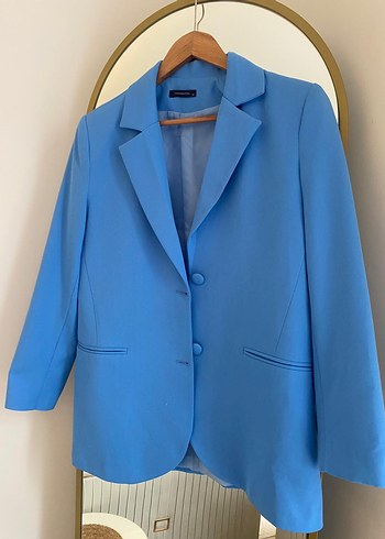Mavi Düğmeli Kadın Blazer Ceket - Görsel 2