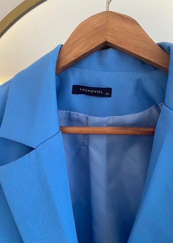 Mavi Düğmeli Kadın Blazer Ceket - Görsel 4