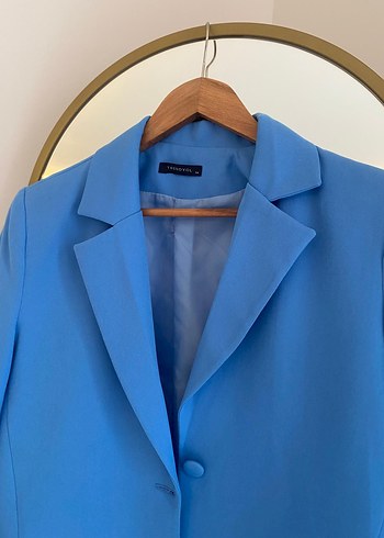 Mavi Düğmeli Kadın Blazer Ceket - Görsel 5