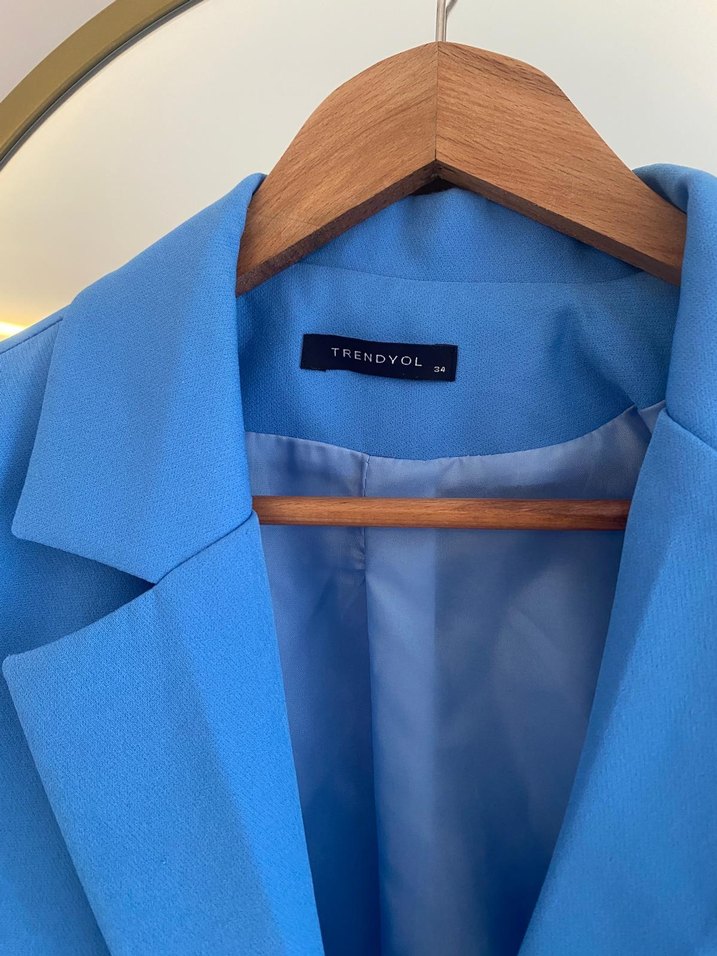 Mavi Düğmeli Kadın Blazer Ceket - Görsel 4