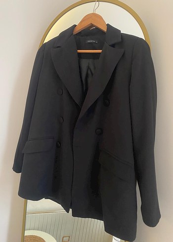 Düğmeli Siyah Kadın Blazer Ceket - Görsel 4