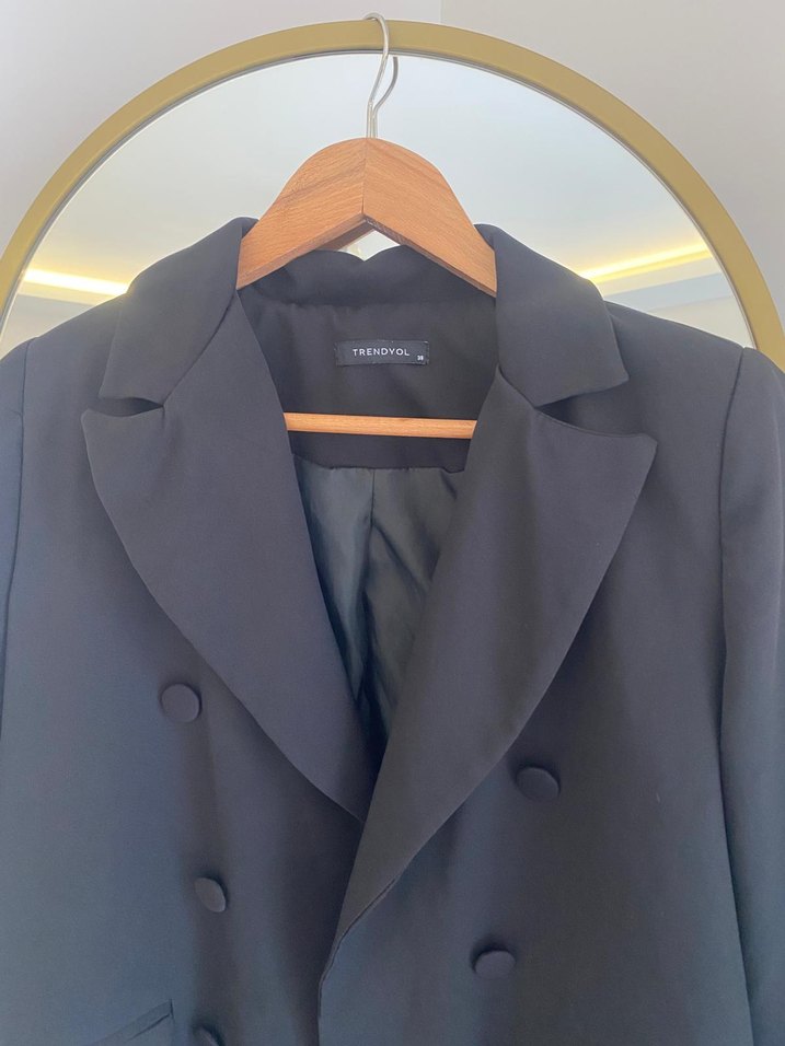 Düğmeli Siyah Kadın Blazer Ceket - Görsel 5