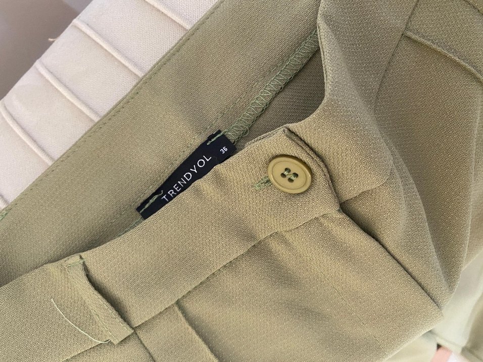 Kadın Haki Kumaş Pantolon - Görsel 2