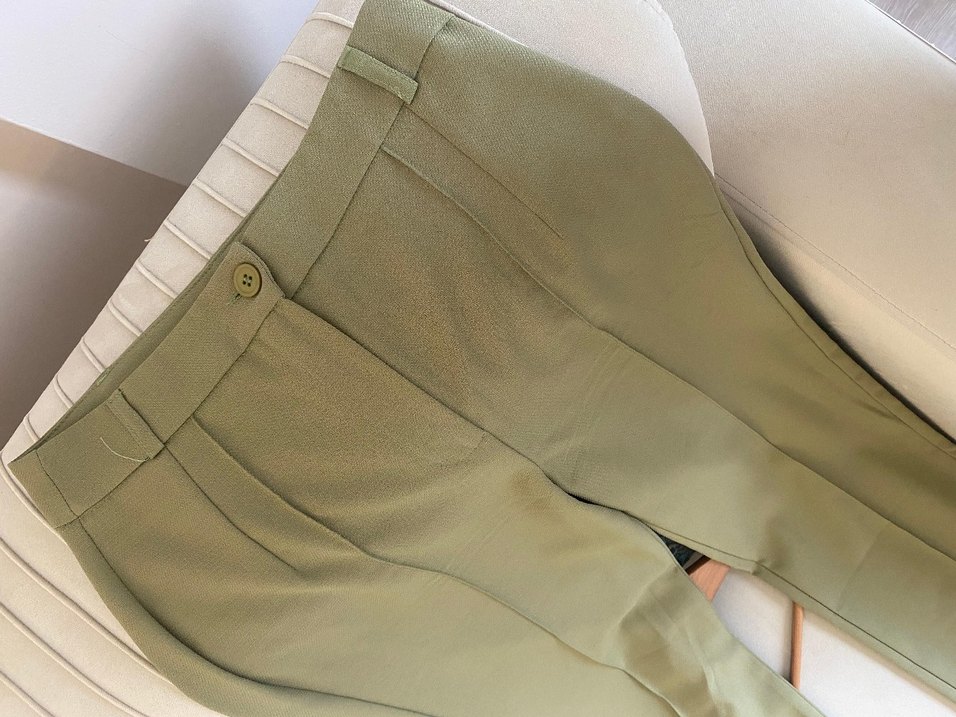 Kadın Haki Kumaş Pantolon - Görsel 3