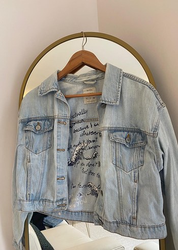 Düğmeli Mavi Kadın Denim Ceket - Görsel 2